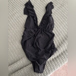 Pinkblush Black Ruffle Maternity One Piece